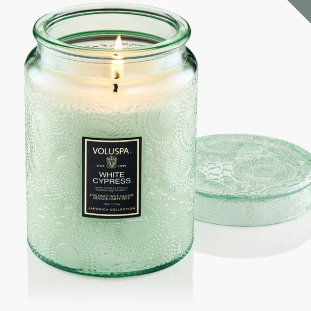 Voluspa white cypress candle